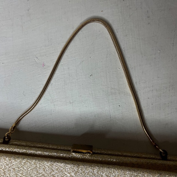 Vintage 1950s Gold Metallic Clutch Purse Kiss Lock Purse Set 50s MCM Pin Up - Picture 4 of 7